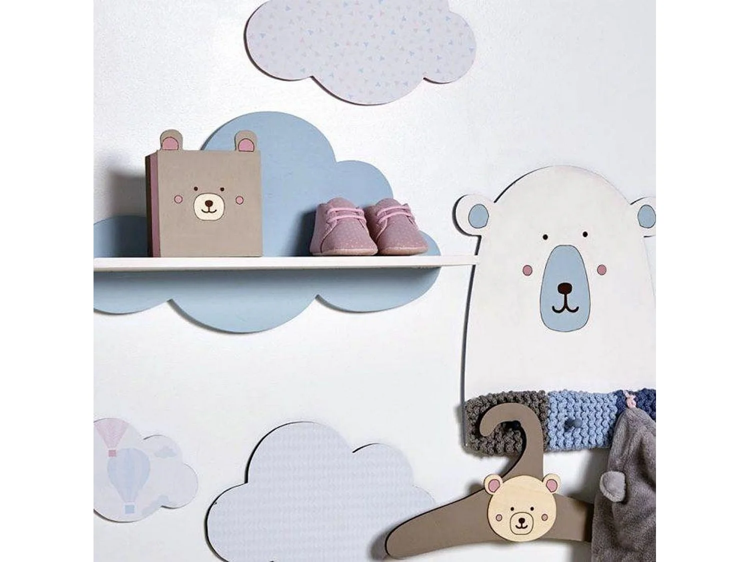 3 étagères en bois nuage 39 cm