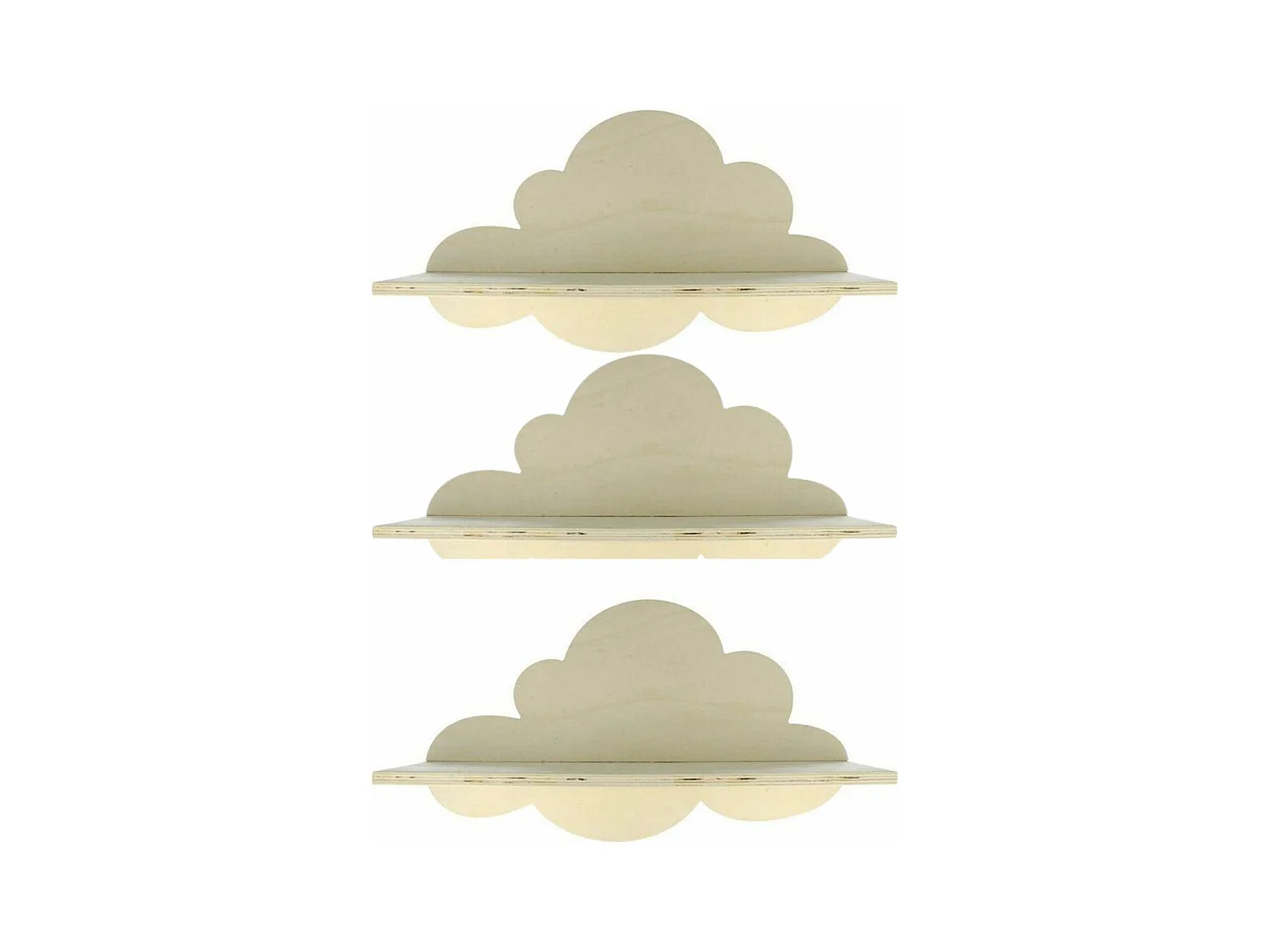 3 houten wolkenplanken 39 cm