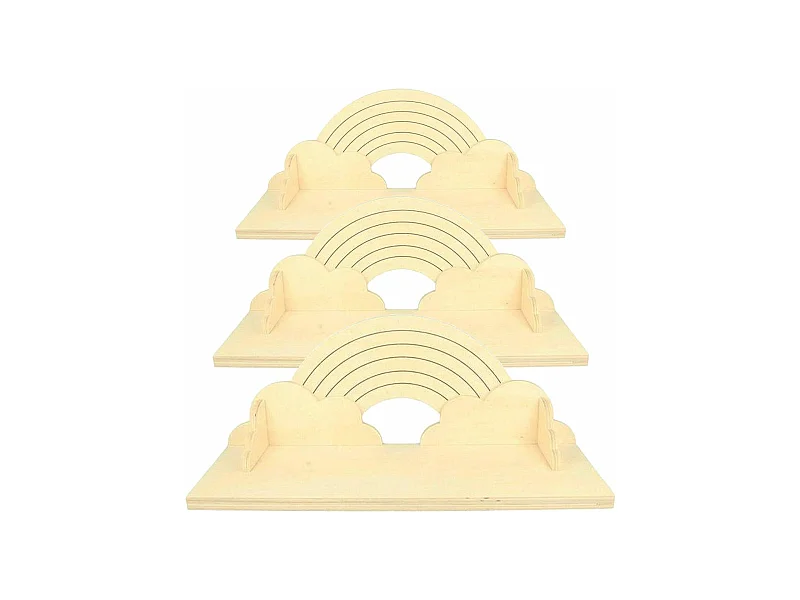 3 étagères en bois Arc-en-ciel 40 cm