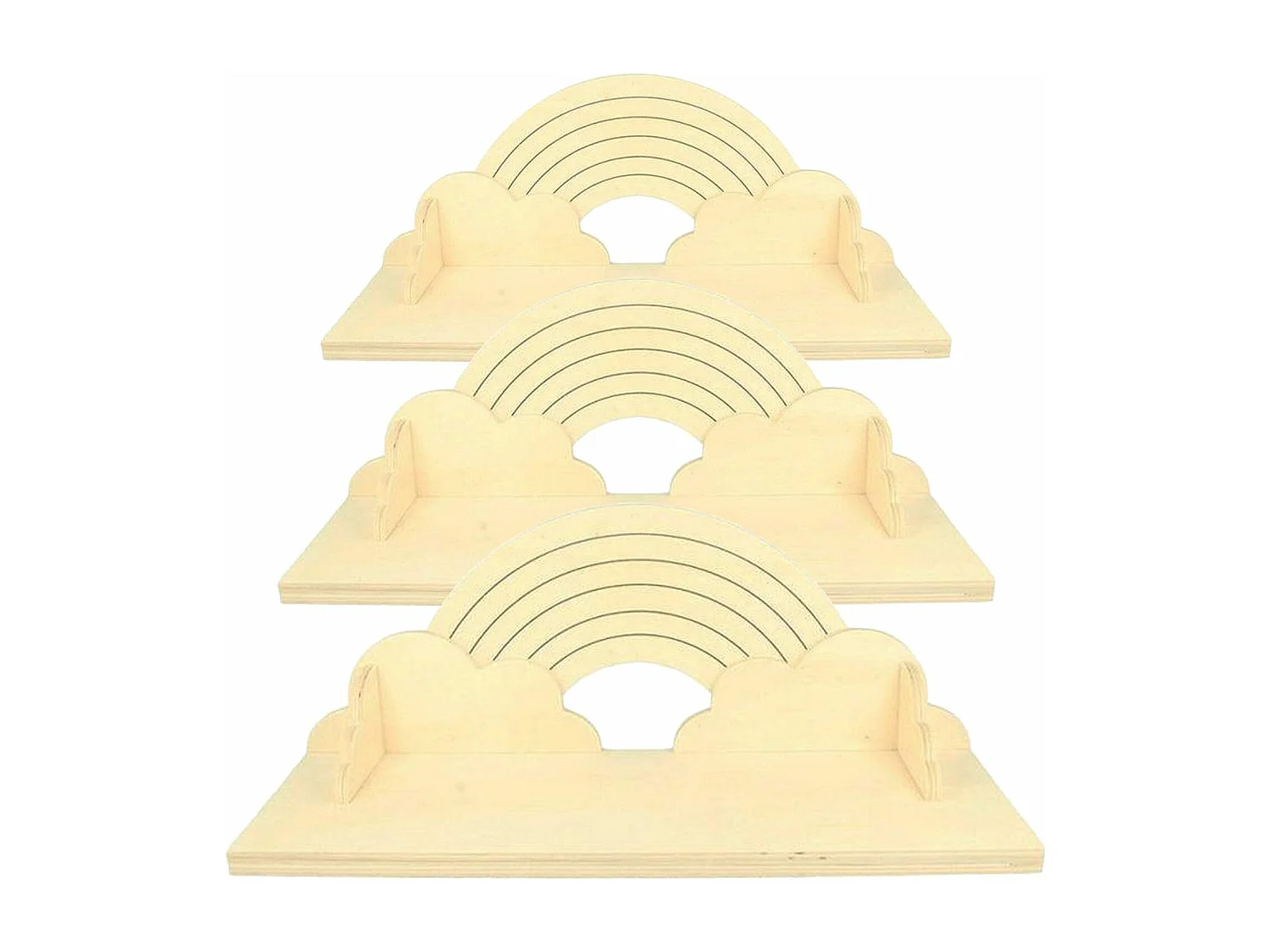 3 mensole in legno arcobaleno 40 cm
