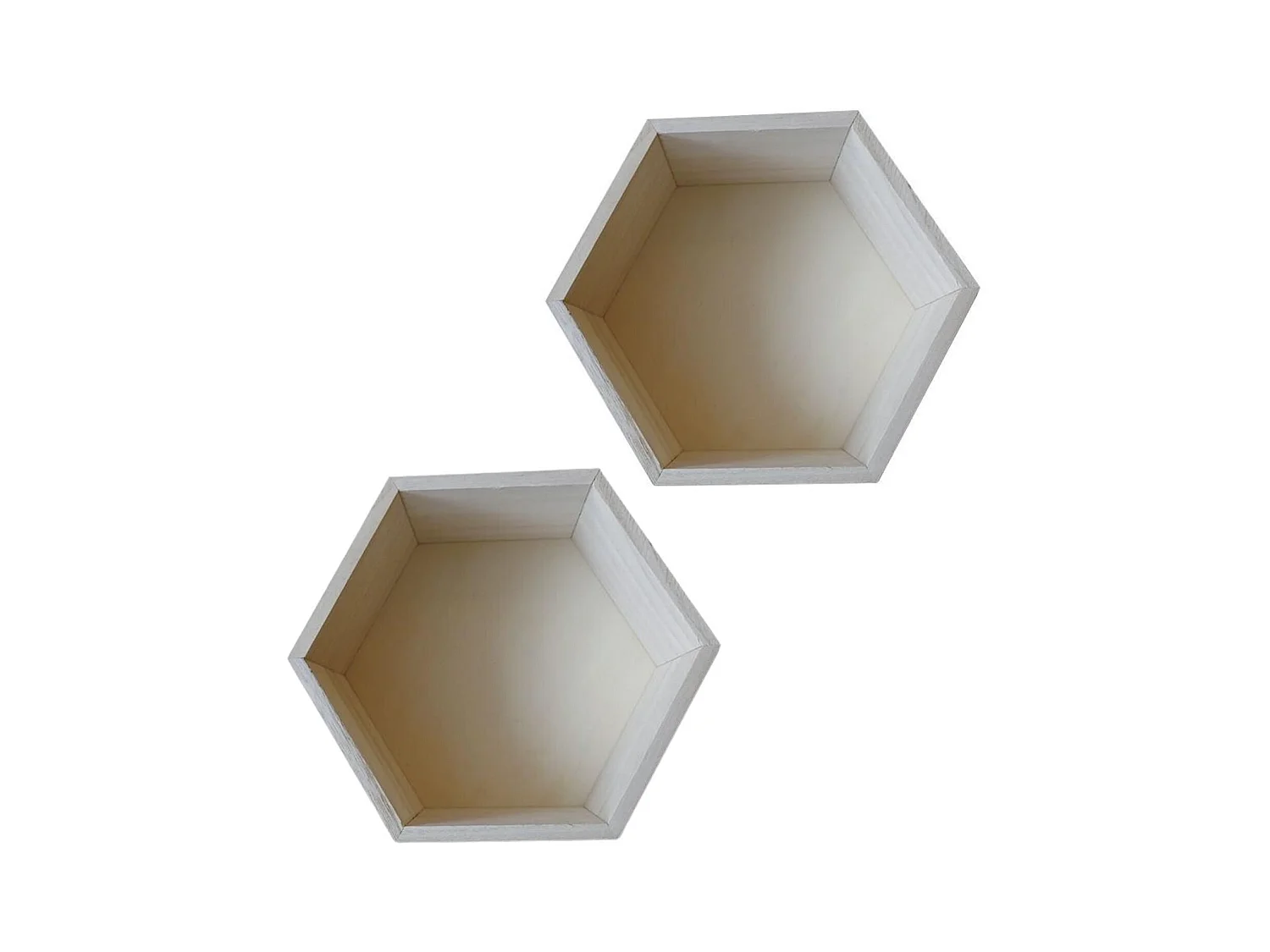 2 étagères hexagone en bois 30 x 26,5 x 10 cm