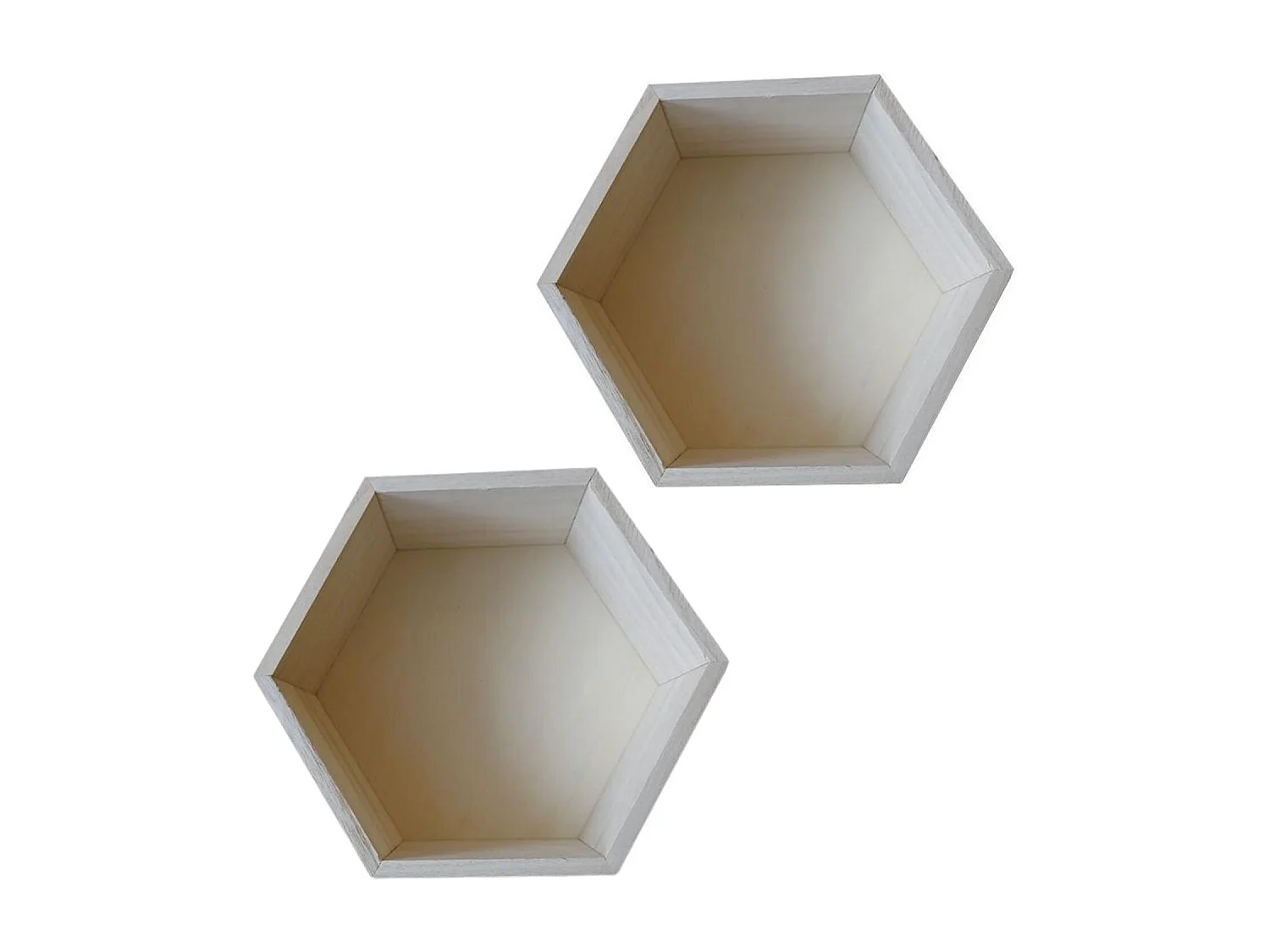 2 étagères hexagone en bois 30 x 26,5 x 10 cm