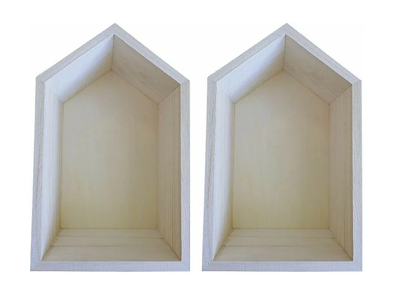 2 étagères en bois maison 22,5 x 14 x 10 cm