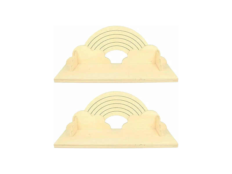 2 étagères en bois arc-en-ciel 40 cm