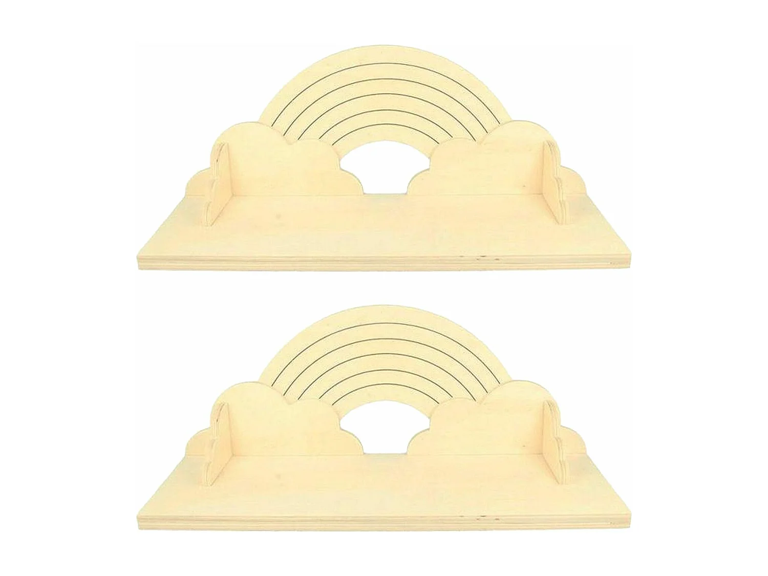 2 étagères en bois arc-en-ciel 40 cm