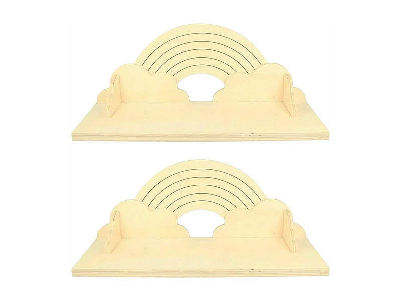 2 mensole in legno arcobaleno 40 cm