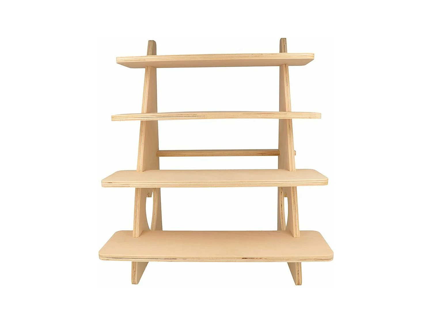 3 houten displays met 4 planken 38 x 32 x 26 cm