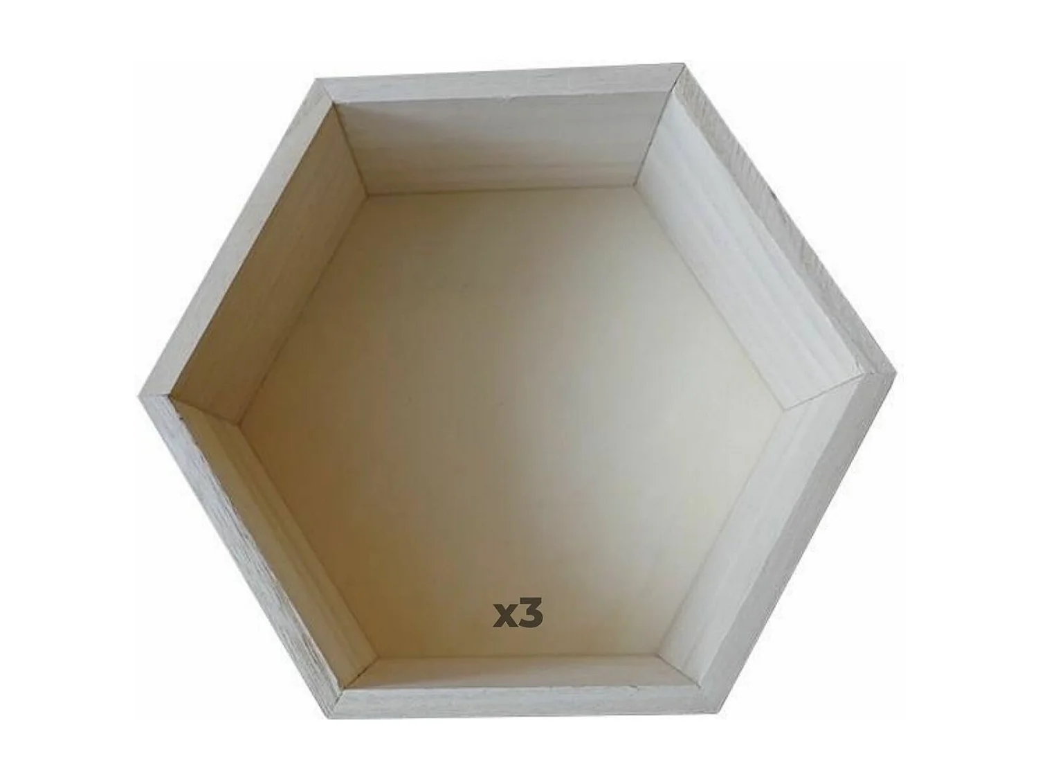 3 estantes hexagonales de madera 24 x 21 x 10 cm
