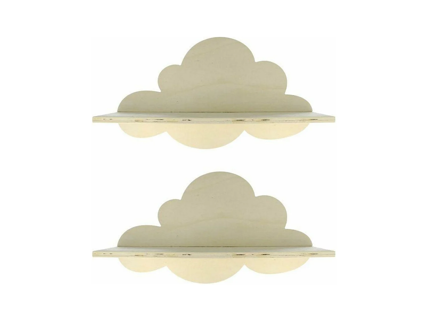 2 houten wolkenplanken 39 cm