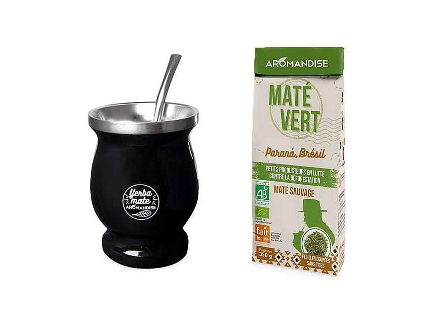Tasse et bombilla à maté 230 ml + Thé vert maté sauvage du Brésil 350 g