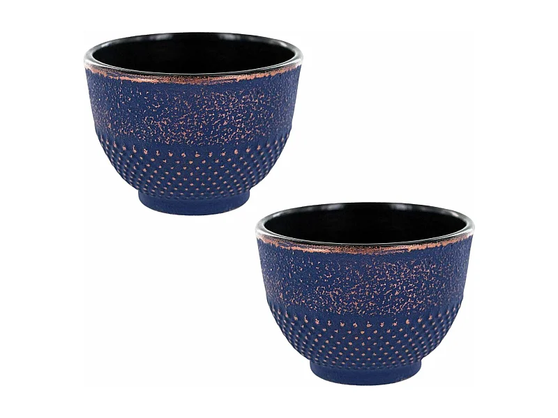2 Becher aus Gusseisen in Blau und Bronze 0,15 L