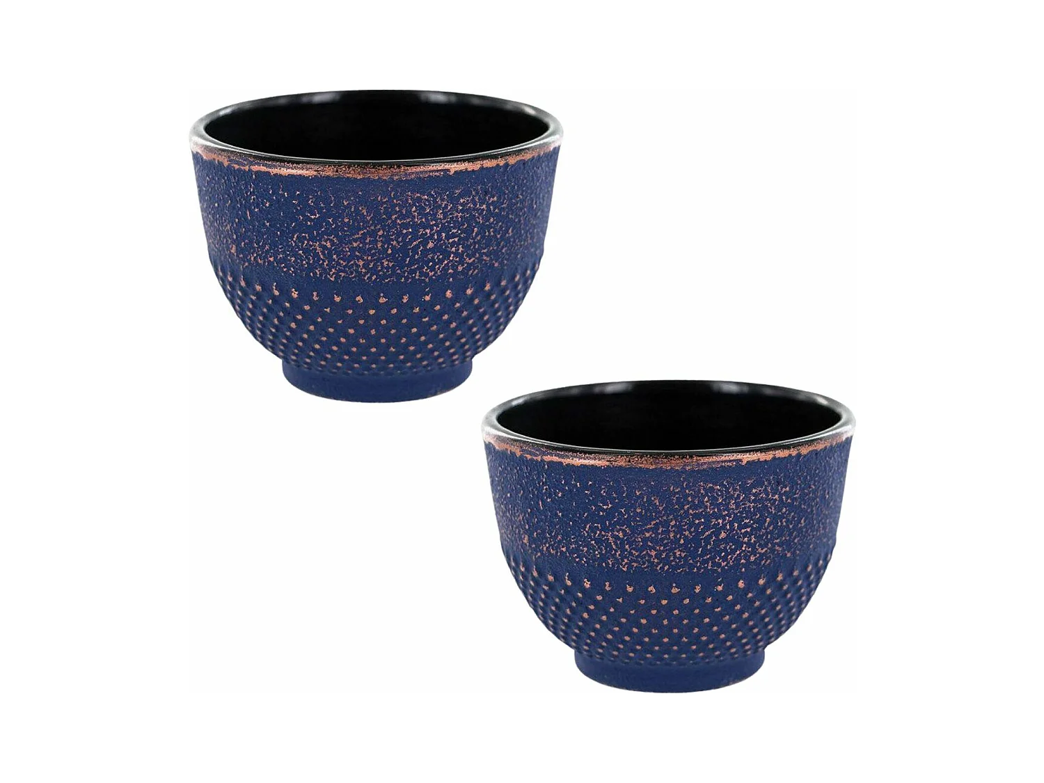 2 tasses en fonte bleu et bronze - 0,15 L