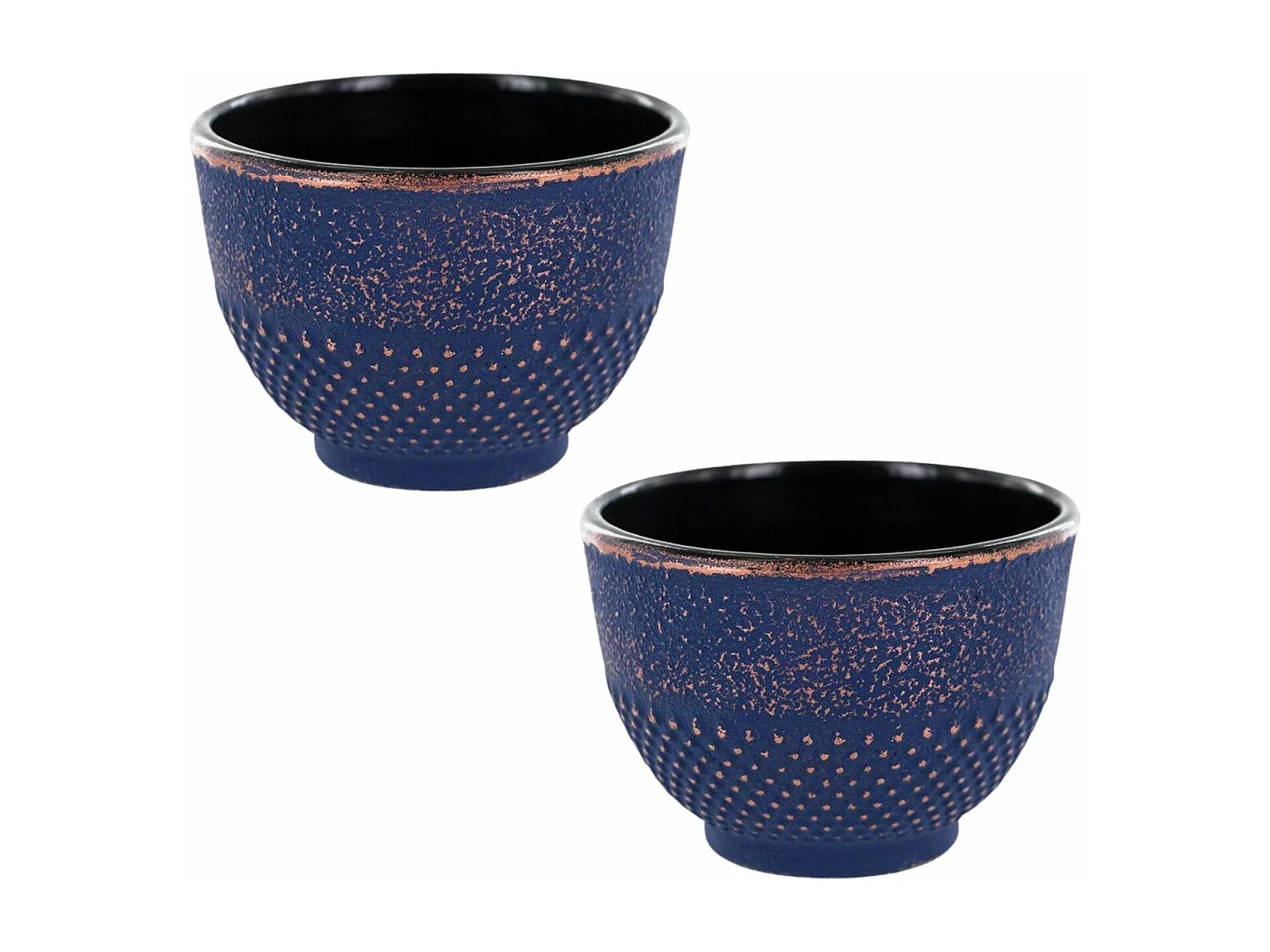 2 Becher aus Gusseisen in Blau und Bronze 0,15 L