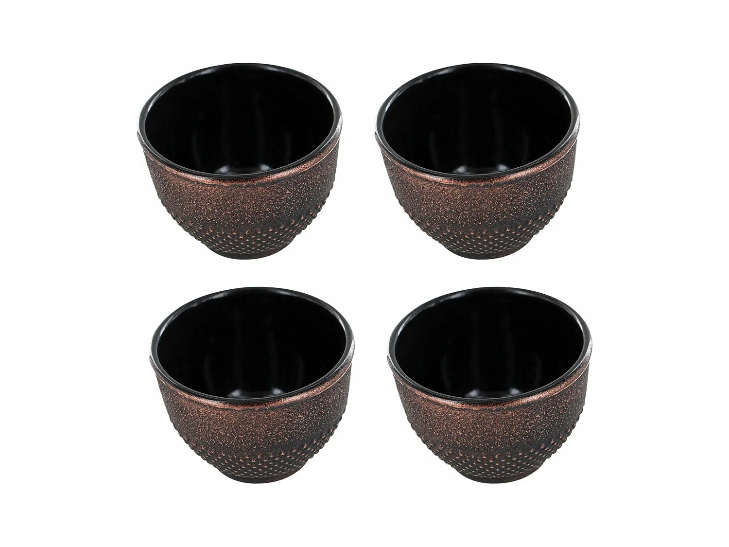 4 tasses en fonte noir et bronze 0,15 L