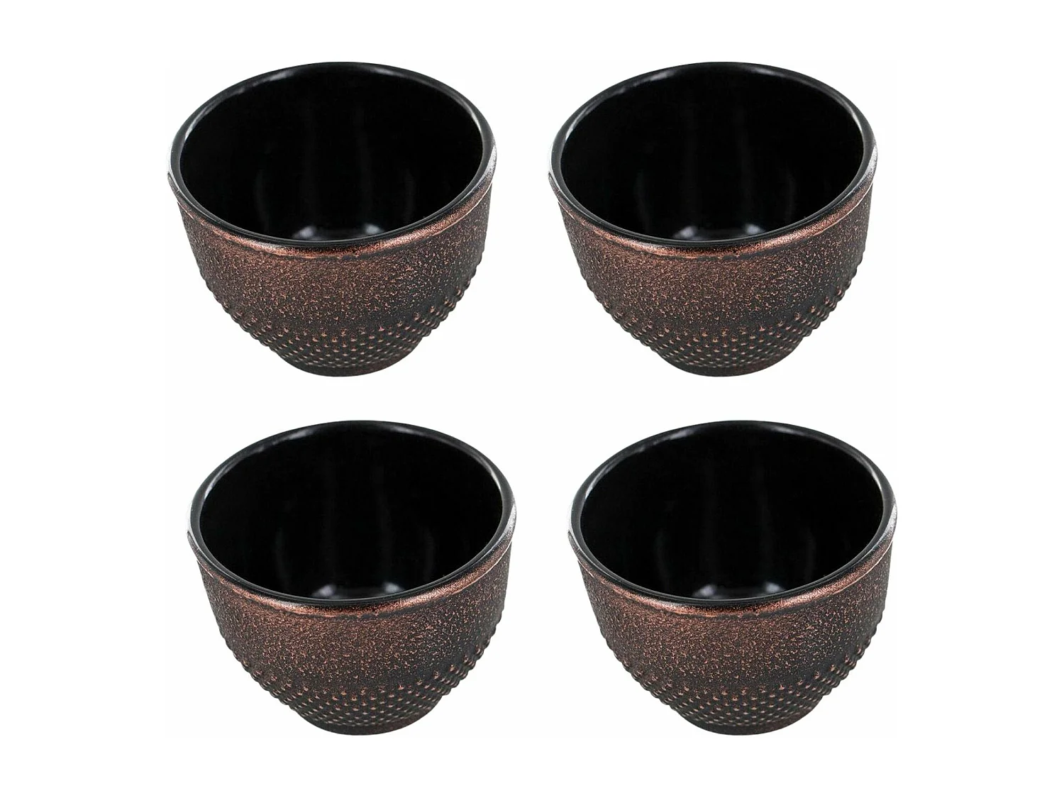 4 tazze in ghisa nera e bronzo 0,15 L
