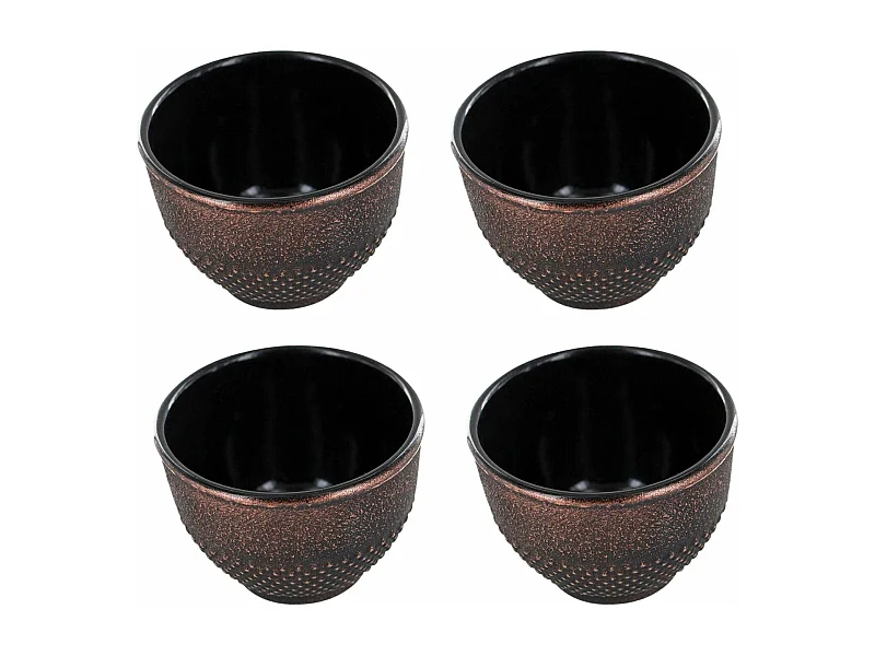 4 tazze in ghisa nera e bronzo 0,15 L