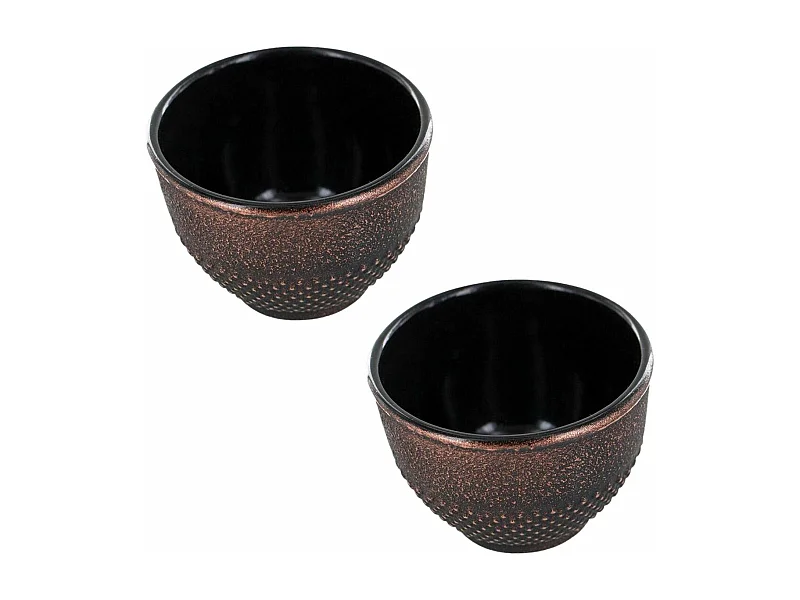 2 Becher aus Gusseisen in Schwarz und Bronze 0,15 L