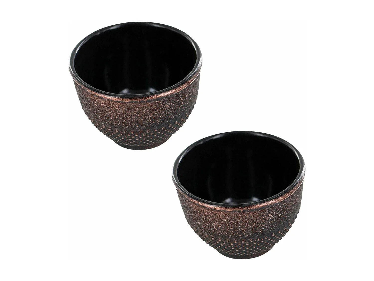 2 Becher aus Gusseisen in Schwarz und Bronze 0,15 L