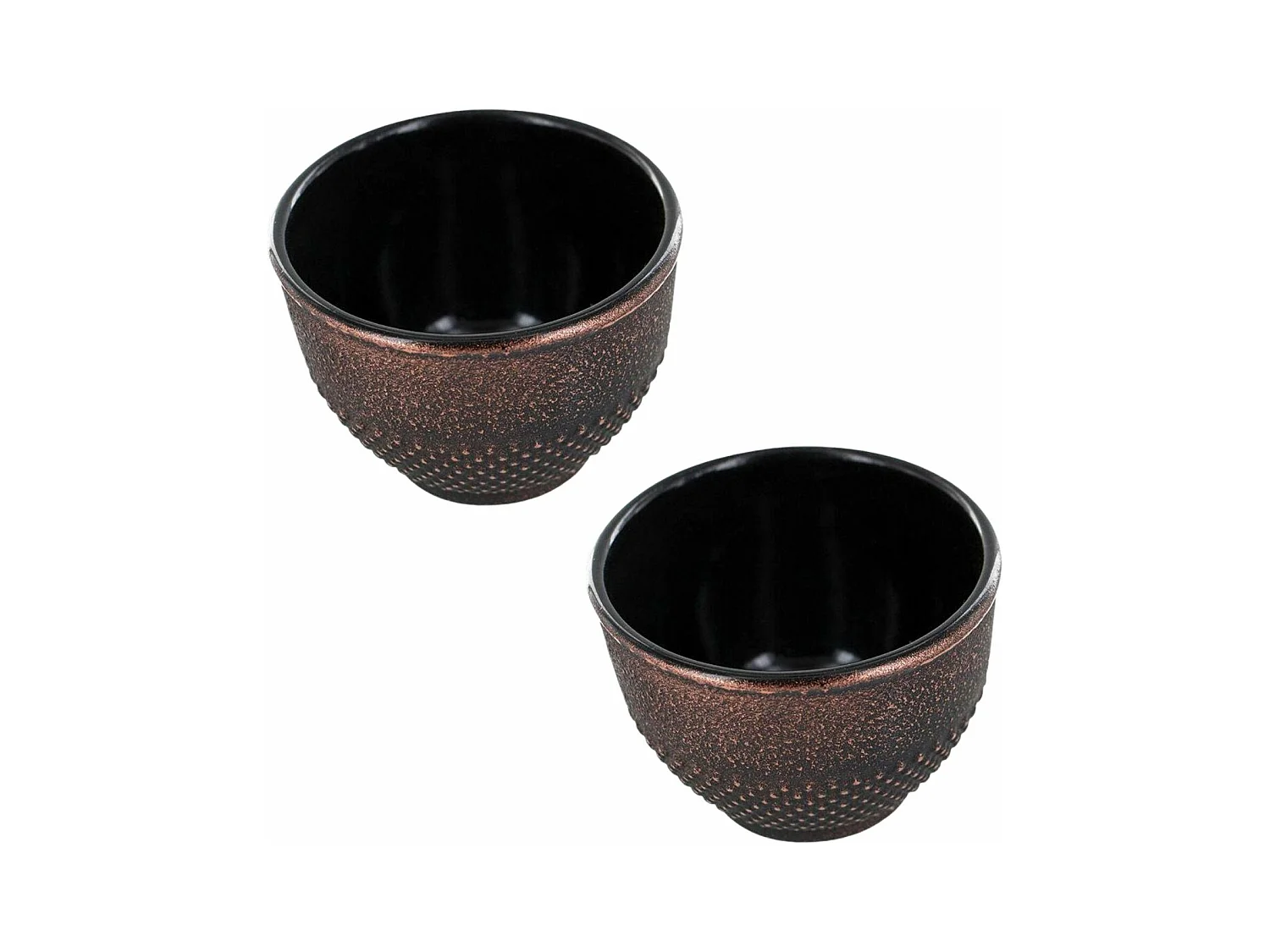 2 tasses en fonte noir et bronze - 0,15 L