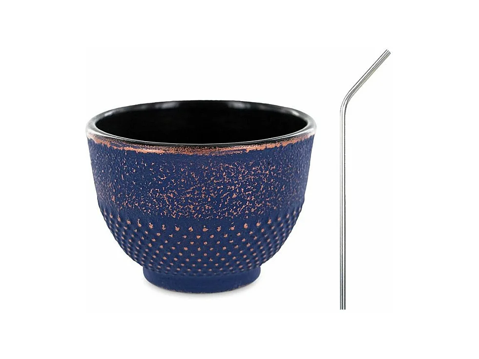 Tasse en fonte violette 0,15 L + 4 pailles en inox