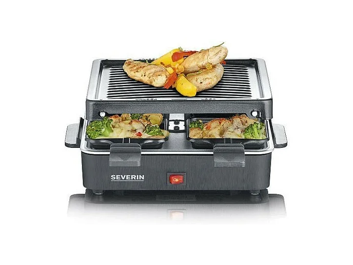 Raclette Gri4 Personen kompakt, leicht zu verstauen, ideal für kleine Haushalte, Kochfläche 21 x 21 cm