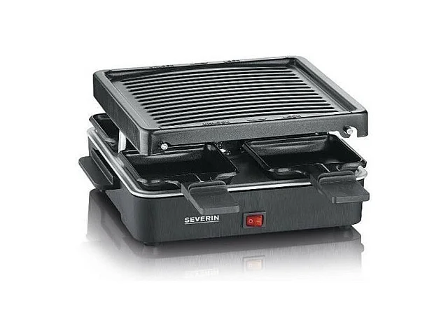 Raclette Gri4 Personen kompakt, leicht zu verstauen, ideal für kleine Haushalte, Kochfläche 21 x 21 cm