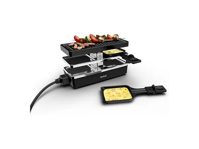 TEFAL Appareil a raclette et grill, 2 personnes, Modulable, Prise intégrée pour brancher d'autres appareils, Plug & Share RE23