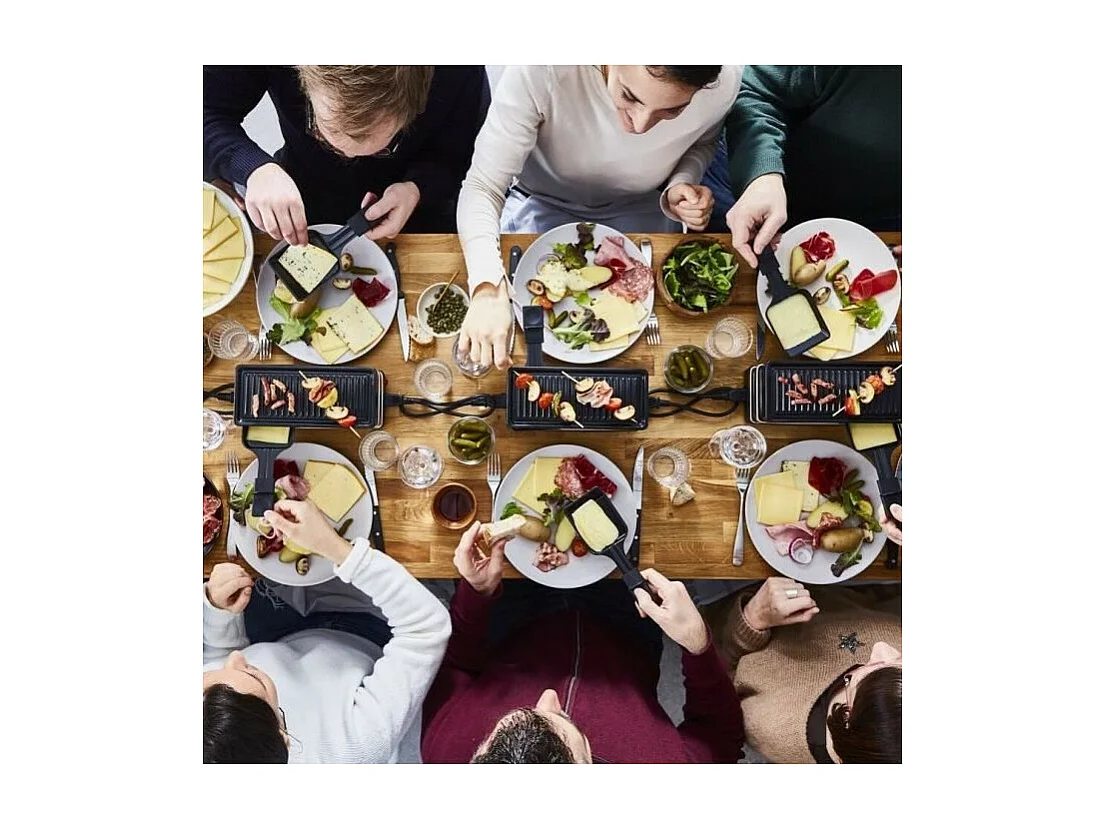 TEFAL Appareil a raclette et grill, 2 personnes, Modulable, Prise intégrée pour brancher d'autres appareils, Plug & Share RE23