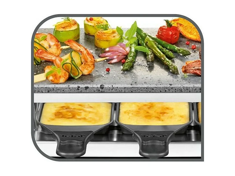 TEFAL Raclette e griglia a pietra, 1350 W, Fino a 10 persone, Pietra lavica naturale, Pratico spazio di archiviazione