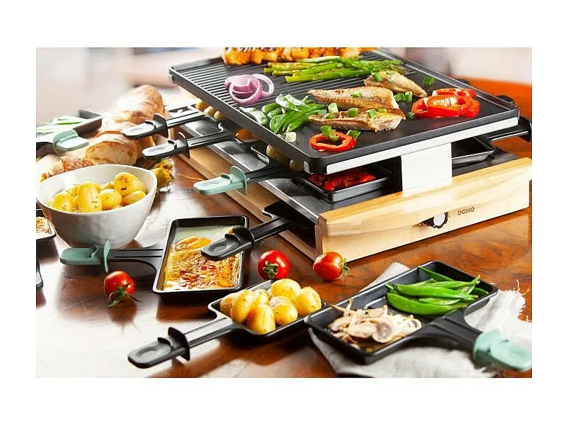 RacletteGrillgerät aus Bambus – 1200 W – 3 Ebenen