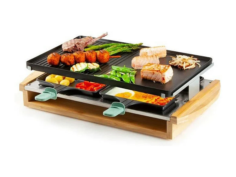 RacletteGrillgerät aus Bambus – 1200 W – 3 Ebenen