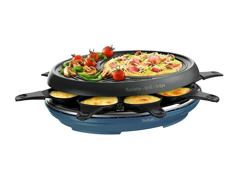 Macchina per raclette TEFAL 3in1, Colormania Raclette, Grill e Crepes, 8 tazze, Rivestimento antiaderente