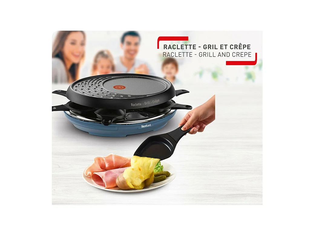 TEFAL 3in1 Raclettegerät, Colormania Raclette, Grill und Crepes, 8 Tassen, Antihaftbeschichtung