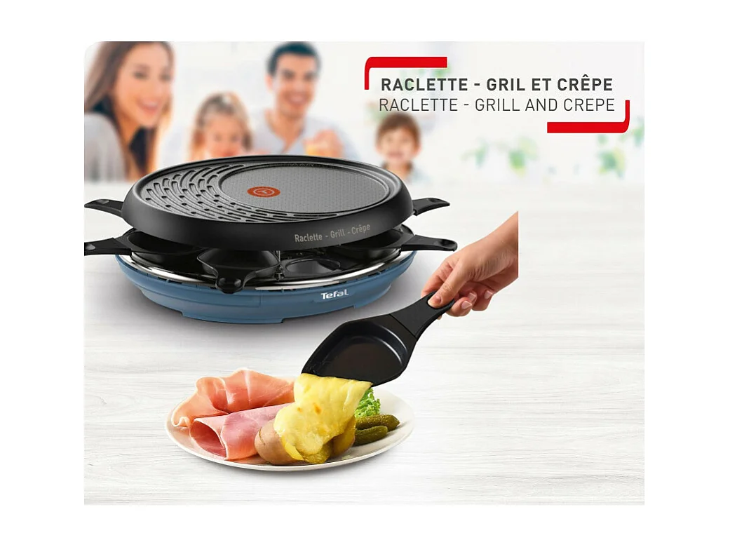 Macchina per raclette TEFAL 3in1, Colormania Raclette, Grill e Crepes, 8 tazze, Rivestimento antiaderente