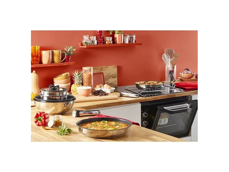 TEFAL L9733502 INGENIO PREFERENCE Sauteuse 24 cm, inox, antiadhésif, poignée vendue séparément, tous feux dont induction,