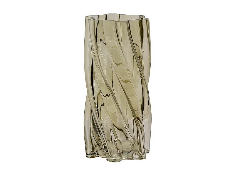 Tavira Vase mundgeblasen Glas geräuchert grün.