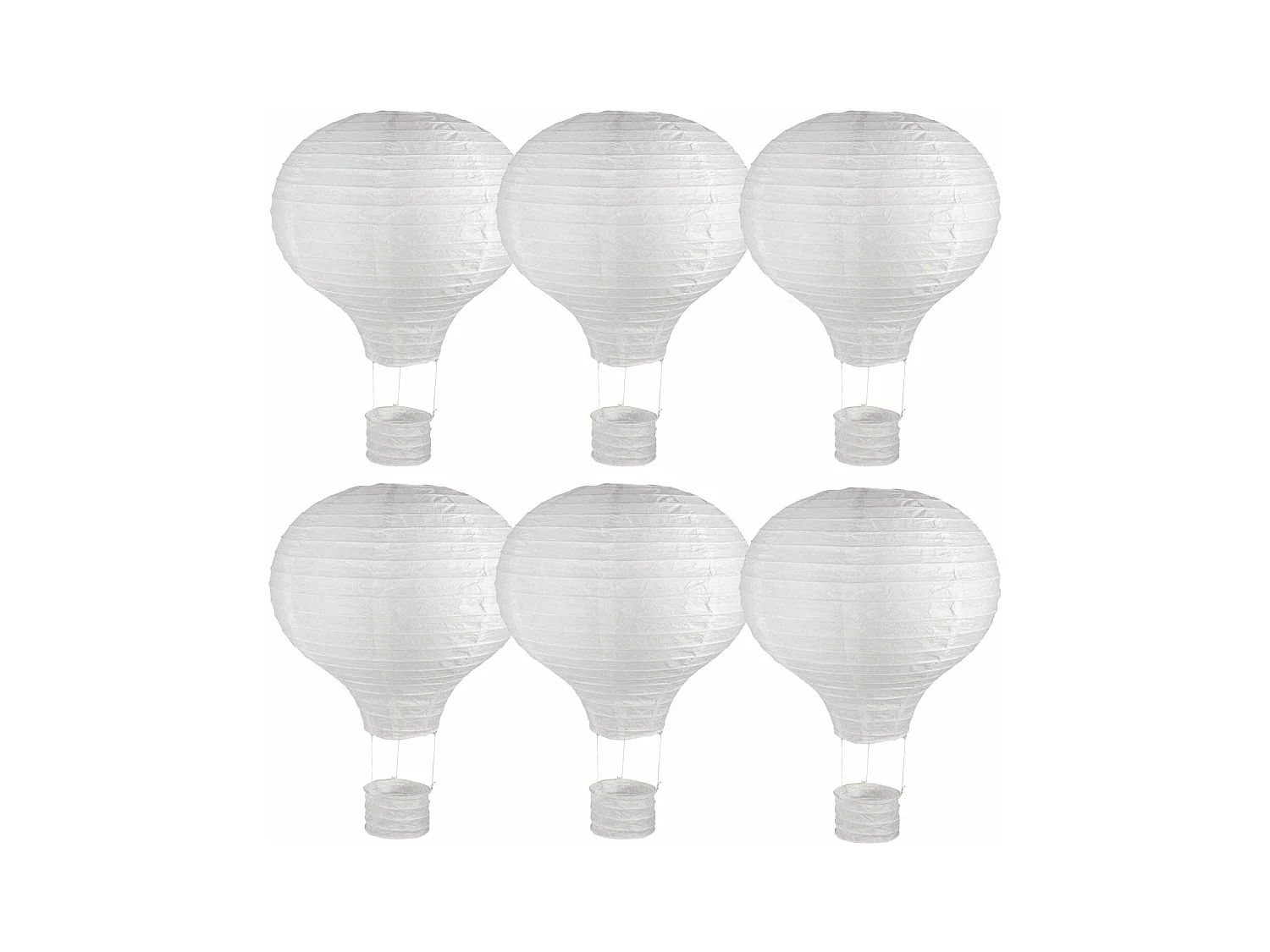 6 lampions en papier Montgolfière à chassis métallique Ø 30 x 40 cm