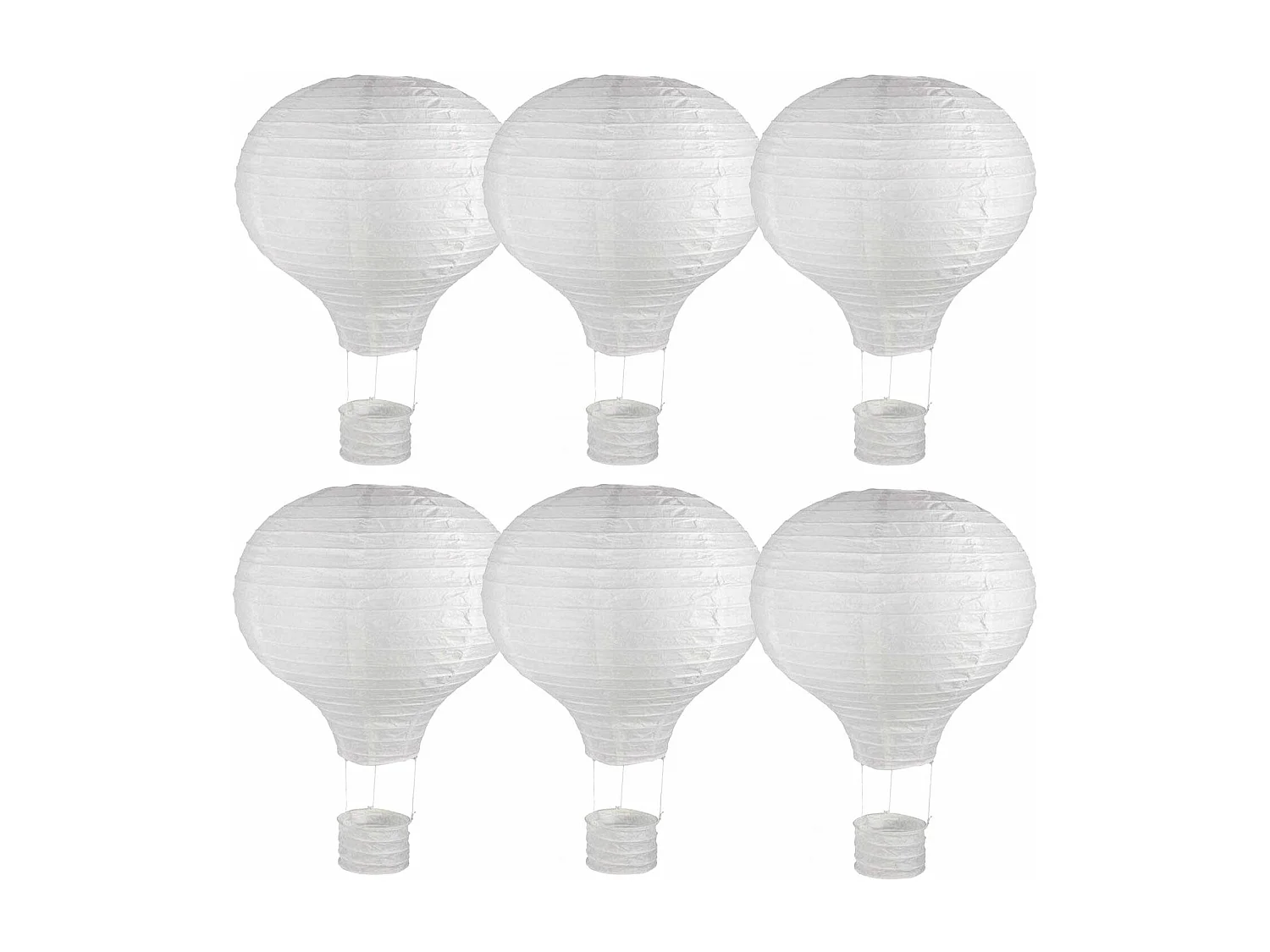 6 lampions en papier Montgolfière à chassis métallique Ø 30 x 40 cm