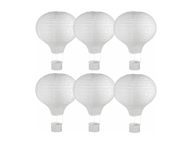 6 lampions en papier Montgolfière à chassis métallique Ø 30 x 40 cm