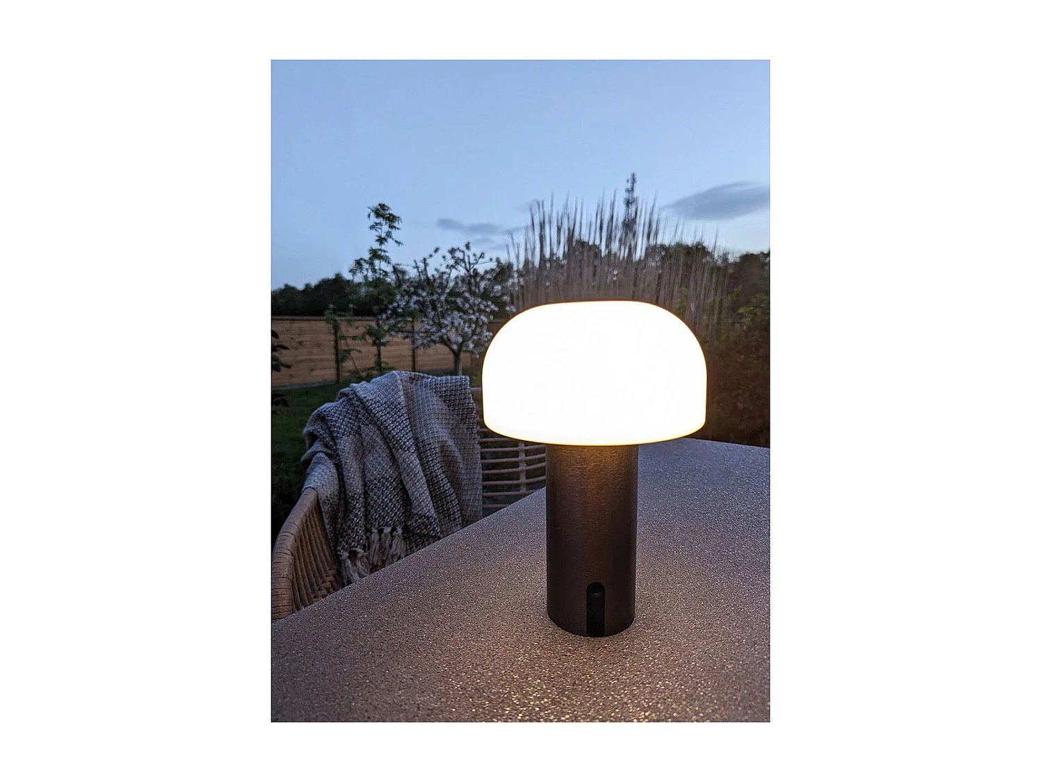 Soham Buitenlamp LED oplaadbaar wit, koperen decor.