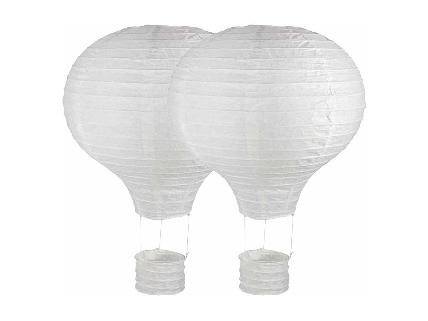2 lampions en papier Montgolfière à chassis métallique Ø 30 x 40 cm
