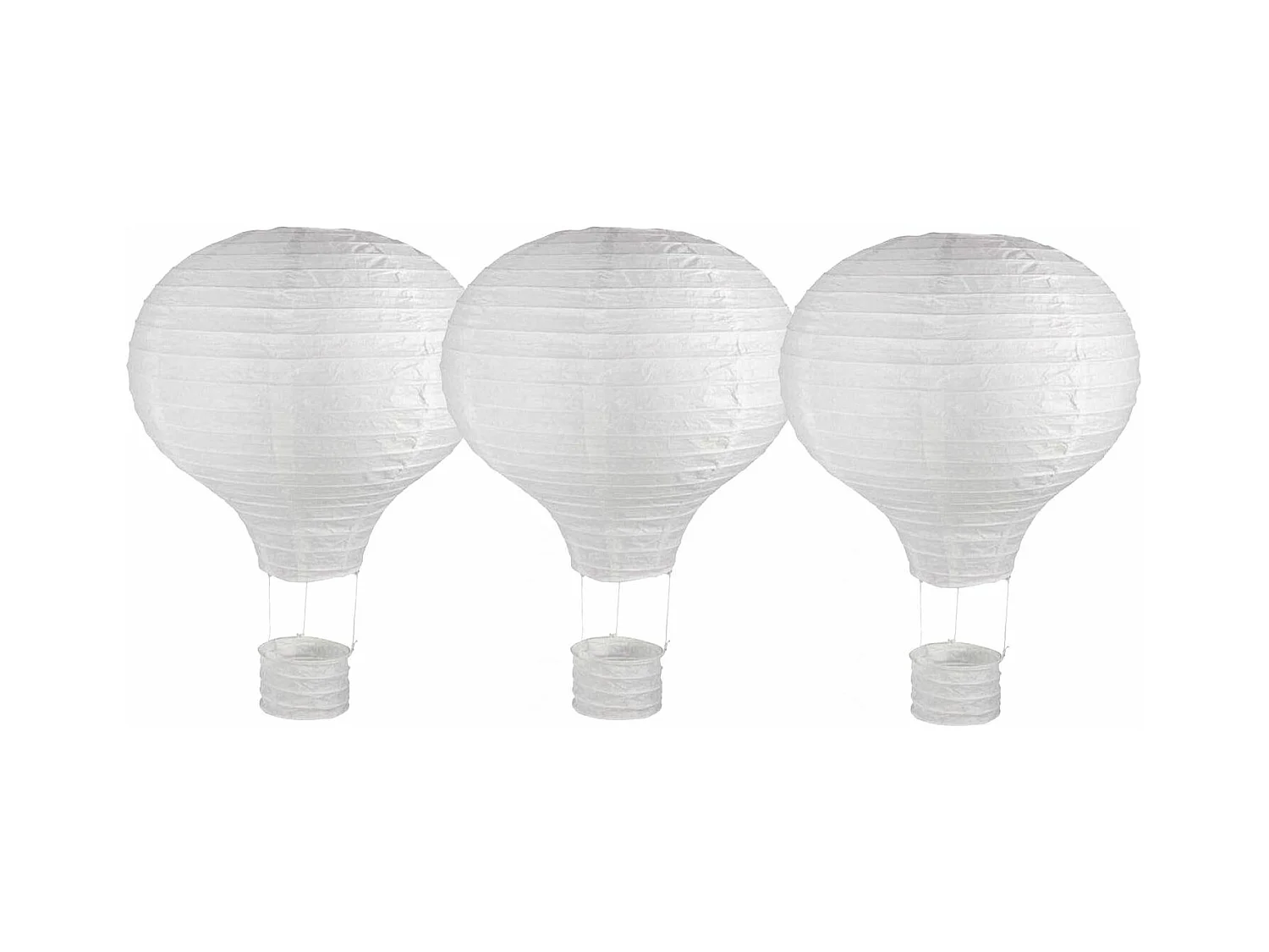 3 lampions en papier montgolfière à chassis métallique Ø 30 x 40 cm