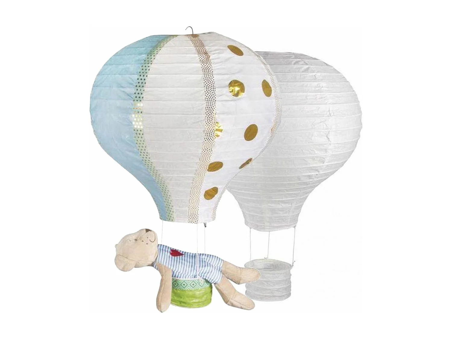 3 lampions en papier montgolfière à chassis métallique Ø 30 x 40 cm