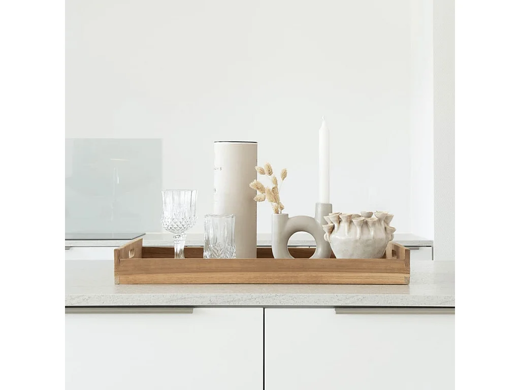 Plateau en teck naturel 58 x 38 cm