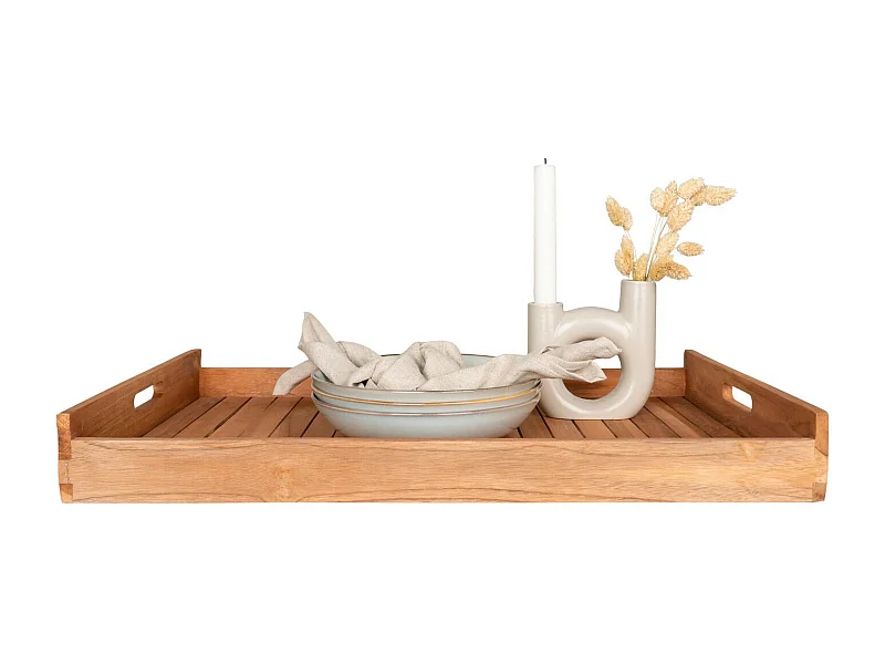Plateau en teck naturel 58 x 38 cm