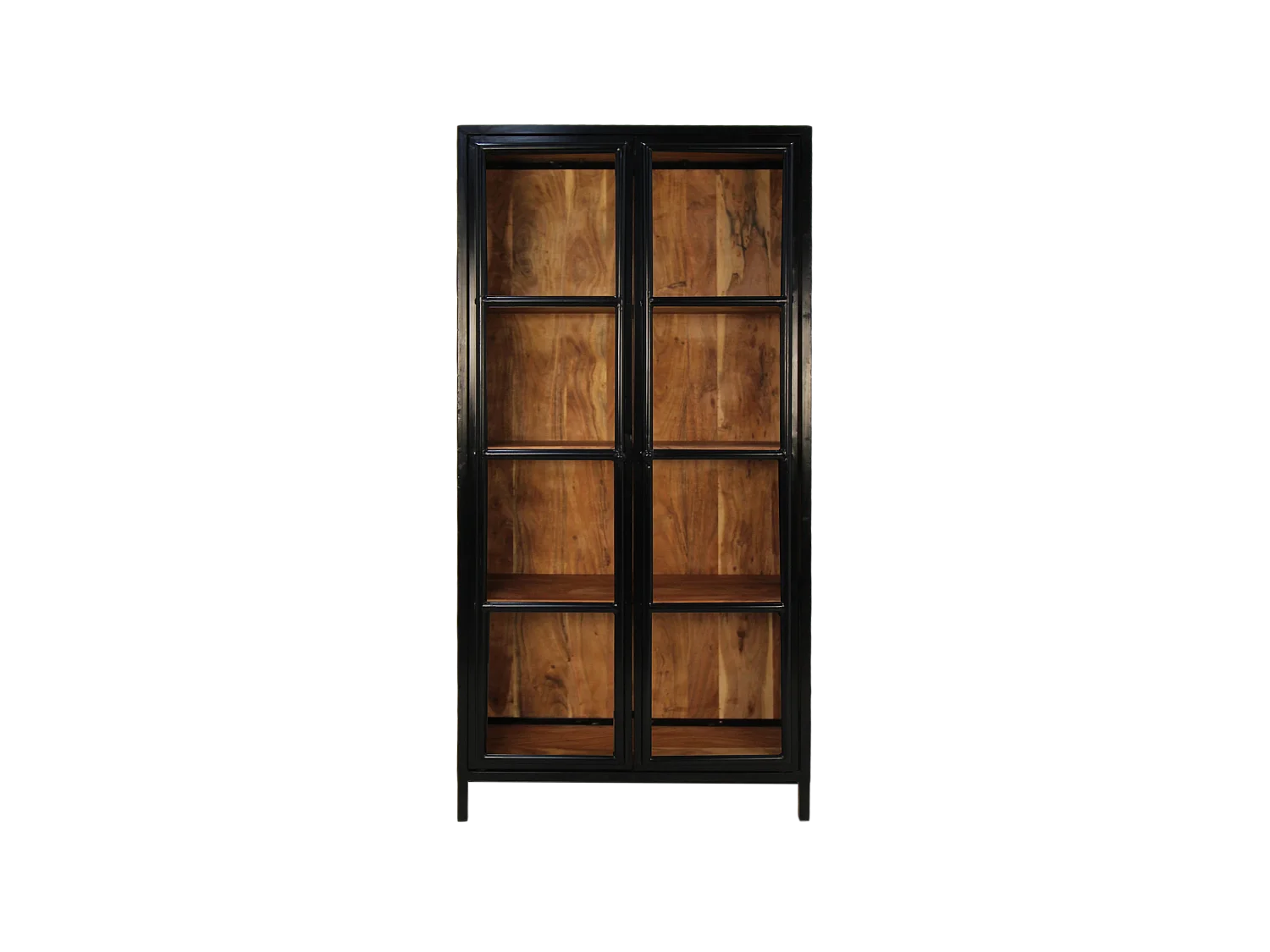 Kingston - Vitrine - acacia, fer et verre - 90 x 40 x 185 cm