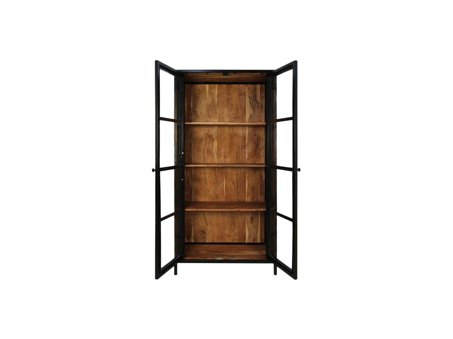 Kingston - Vitrine - acacia, fer et verre - 90 x 40 x 185 cm