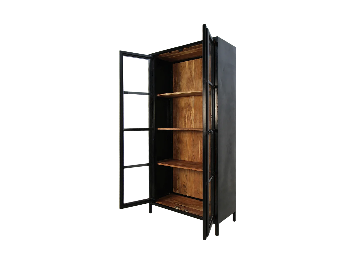 Kingston - Vitrine - acacia, fer et verre - 90 x 40 x 185 cm