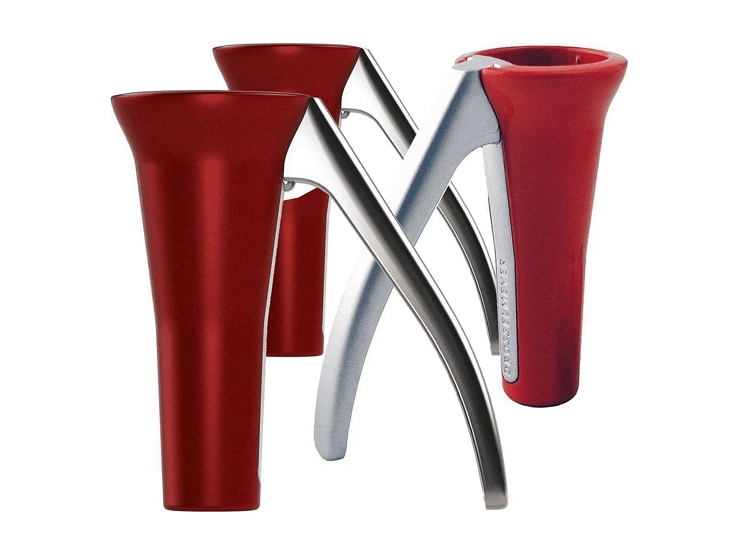 3 casse-noix coniques laqués rouges
