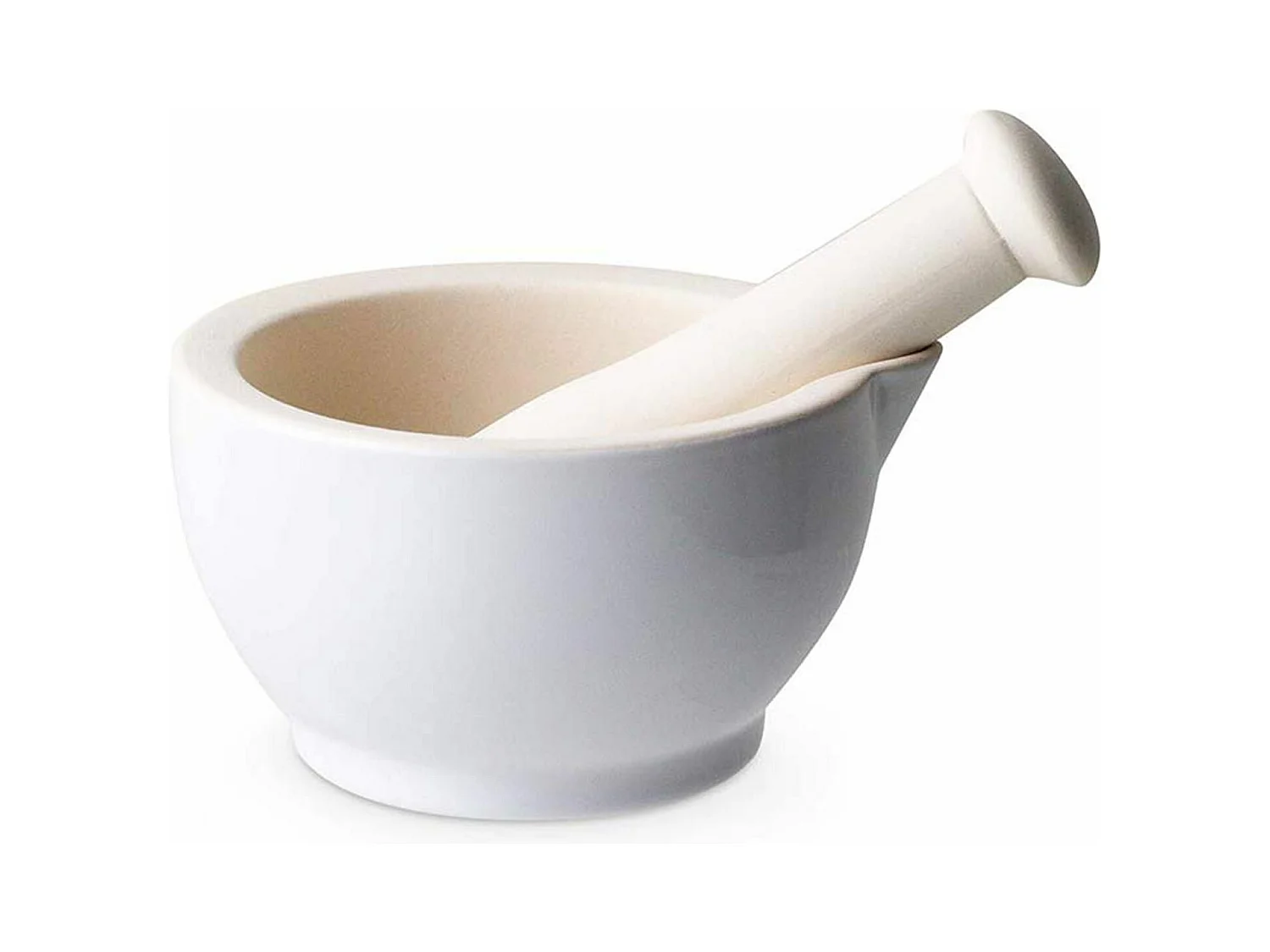 Mortier + pilon en grès blanc - Ø 10 cm
